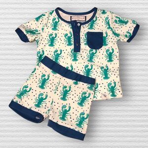 SweetHoney 6M Blue Crawfish Lobster Dreamer Henley Short Sleeve Pajama Set